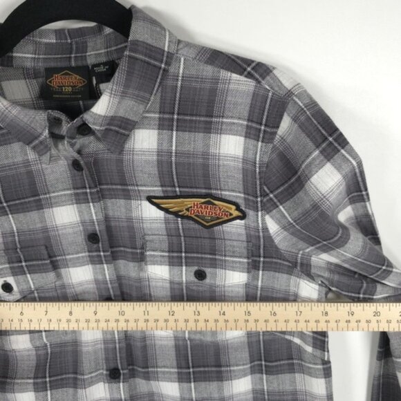 NWT HARLEY-DAVIDSON 120th Anniversary Retro Flannel Plaid Long Sleeve Shirt Sz S - Picture 8 of 16